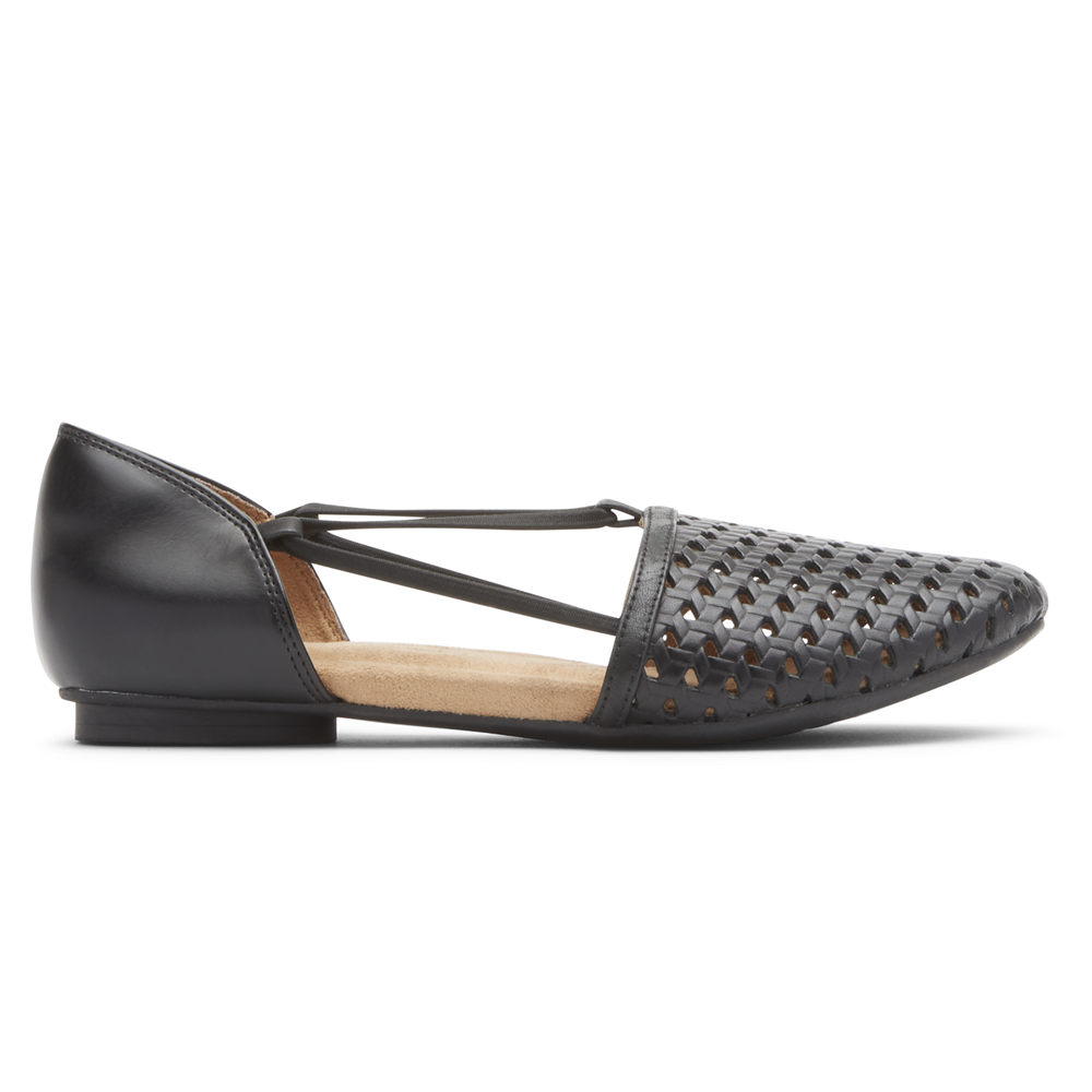 Rockport Flats Sko Dame Svart - Reagan Perforated - LJOH53968